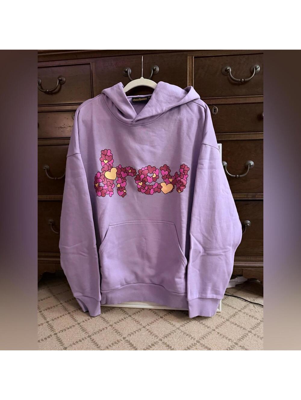 drewhouse 2022 Love Hoodie with hearts Lavender NWOT L